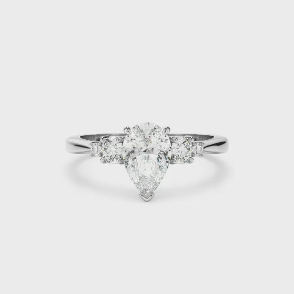 Pear Cut Diamond Five Stone Engagement Ring