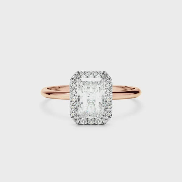 Radiant Cut Diamond Halo Engagement Ring