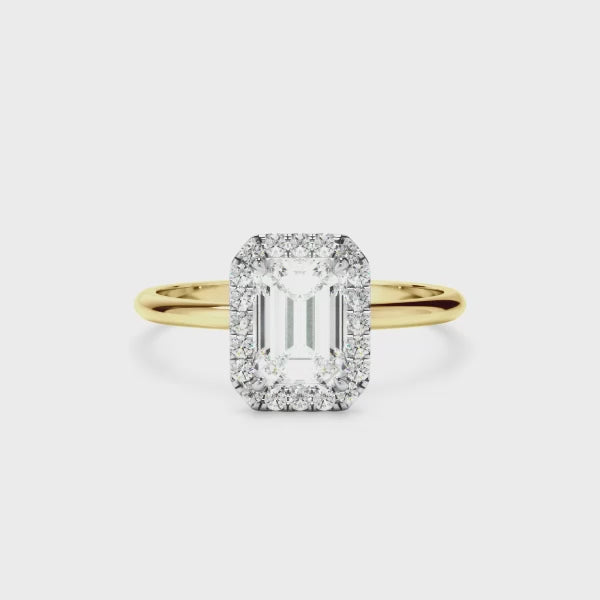 Emerald Cut Diamond Halo Engagement Ring