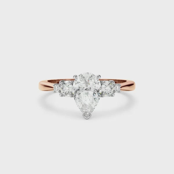 Pear Cut Diamond Five Stone Engagement Ring