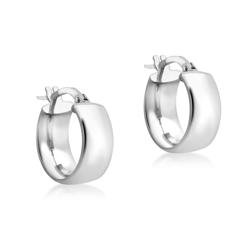 9ct White Gold Hollow Hoop Earrings