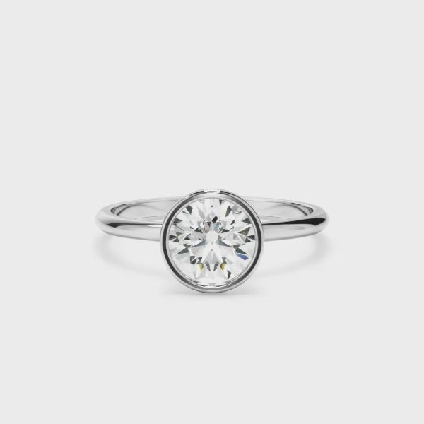 Round Brilliant Cut Diamond Solitaire Bezel Set Engagement Ring