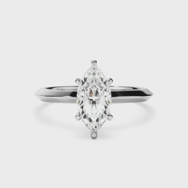 Marquise Cut Diamond Solitaire Knife Edge Engagement Ring