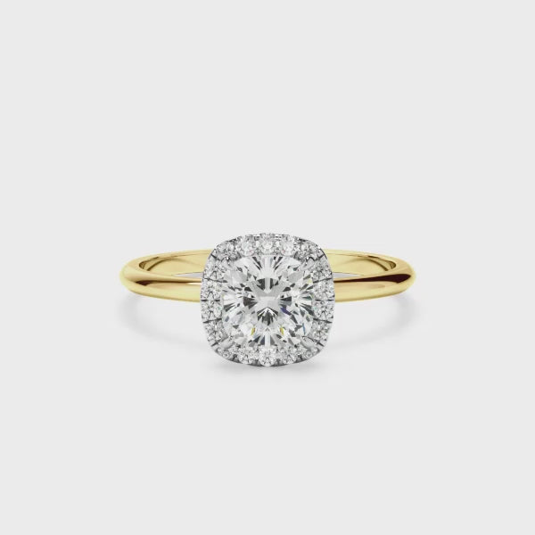 Cushion Cut Diamond Halo Engagement Ring