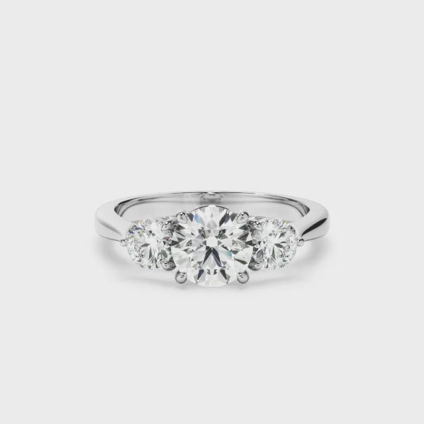 Round Brilliant Cut Diamond Trilogy Engagement Ring