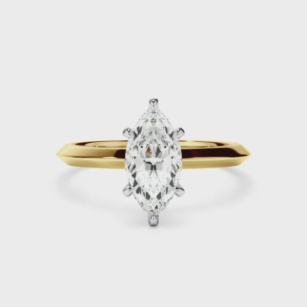 Marquise Cut Diamond Solitaire Knife Edge Engagement Ring