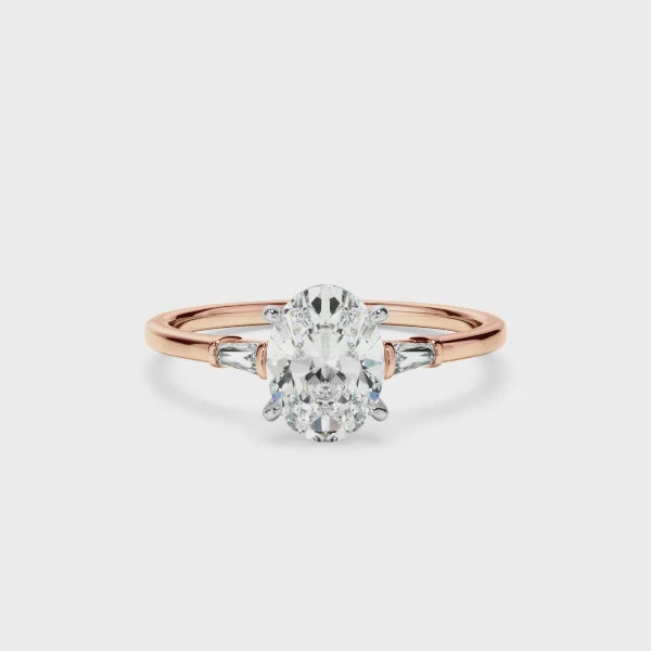 Oval Cut Diamond Engagement Ring With Baguette Sides