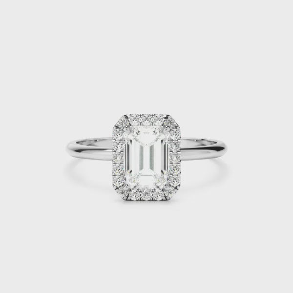 Emerald Cut Diamond Halo Engagement Ring