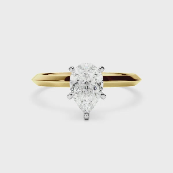 Pear Cut Diamond Solitaire Knife Edge Engagement Ring