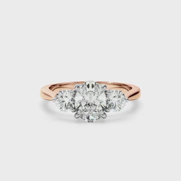 Oval Cut Diamond Trilogy Engagement Ring