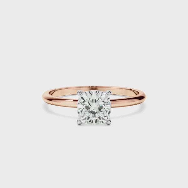 Cushion Cut Diamond Solitaire Engagement Ring