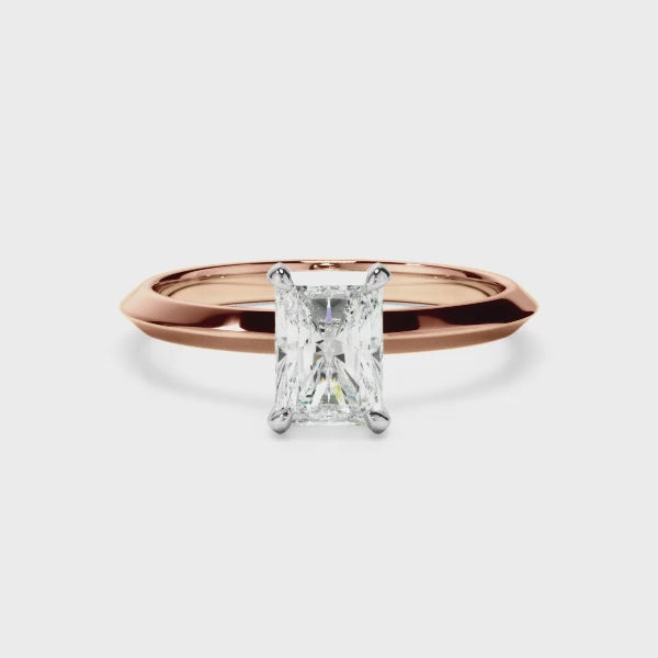 Radiant Cut Diamond Solitaire Knife Edge Engagement Ring