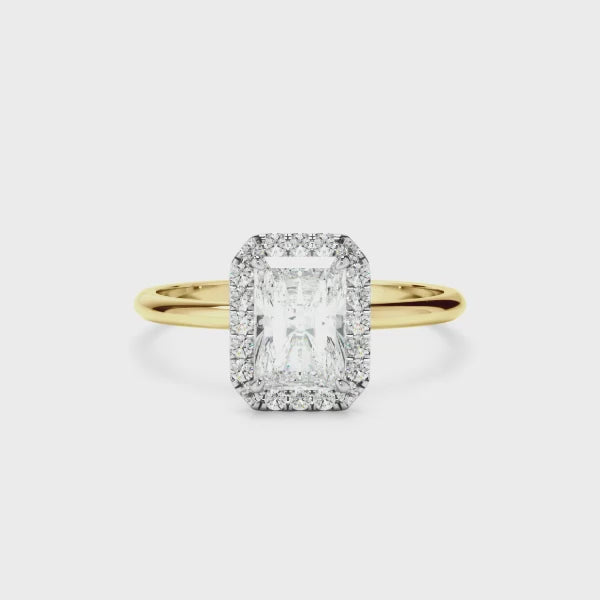 Radiant Cut Diamond Halo Engagement Ring