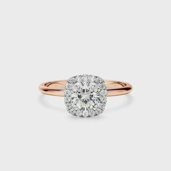 Cushion Cut Diamond Halo Engagement Ring