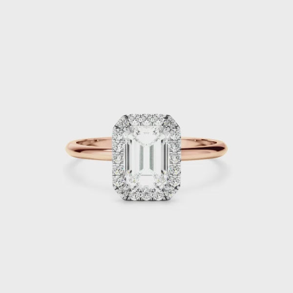 Emerald Cut Diamond Halo Engagement Ring