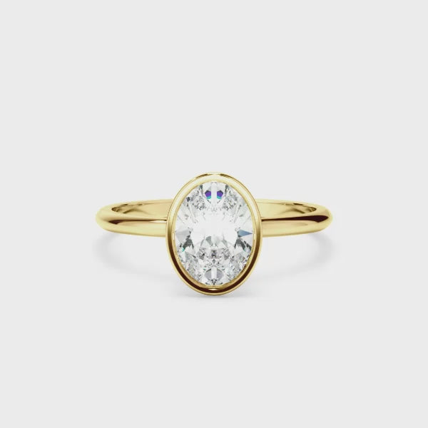 Oval Cut Diamond Solitaire Bezel Set Engagement Ring