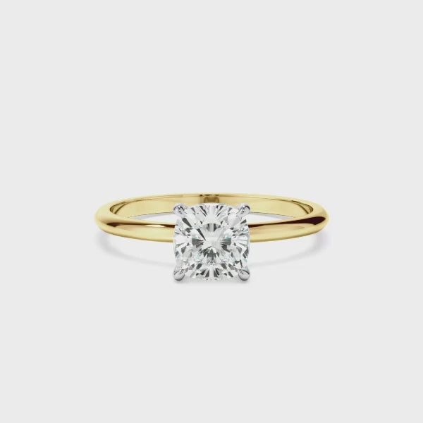 Cushion Cut Diamond Solitaire Engagement Ring