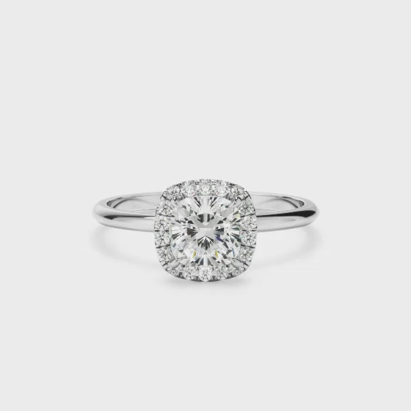 Cushion Cut Diamond Halo Engagement Ring