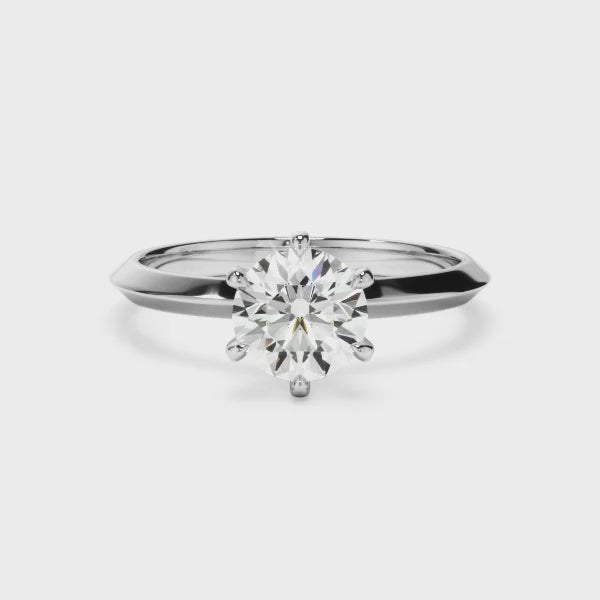 Round Brilliant Cut Diamond Solitaire Knife Edge Engagement Ring