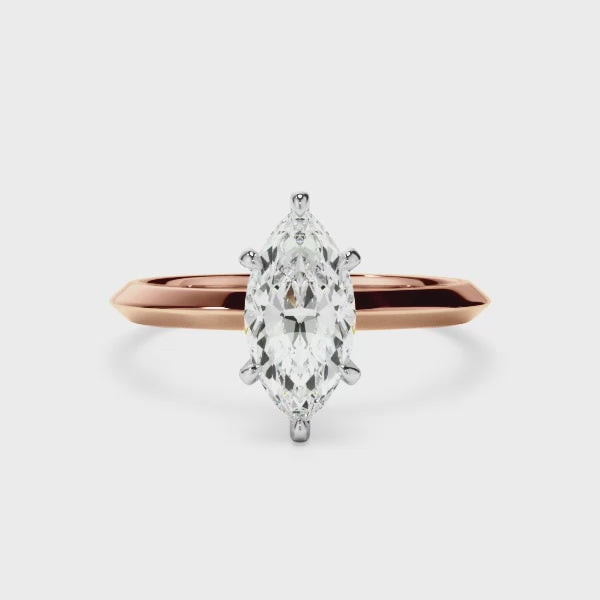 Marquise Cut Diamond Solitaire Knife Edge Engagement Ring